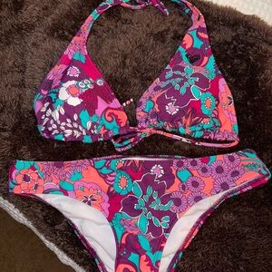 Roxy Purple and Pink Floral Bikini